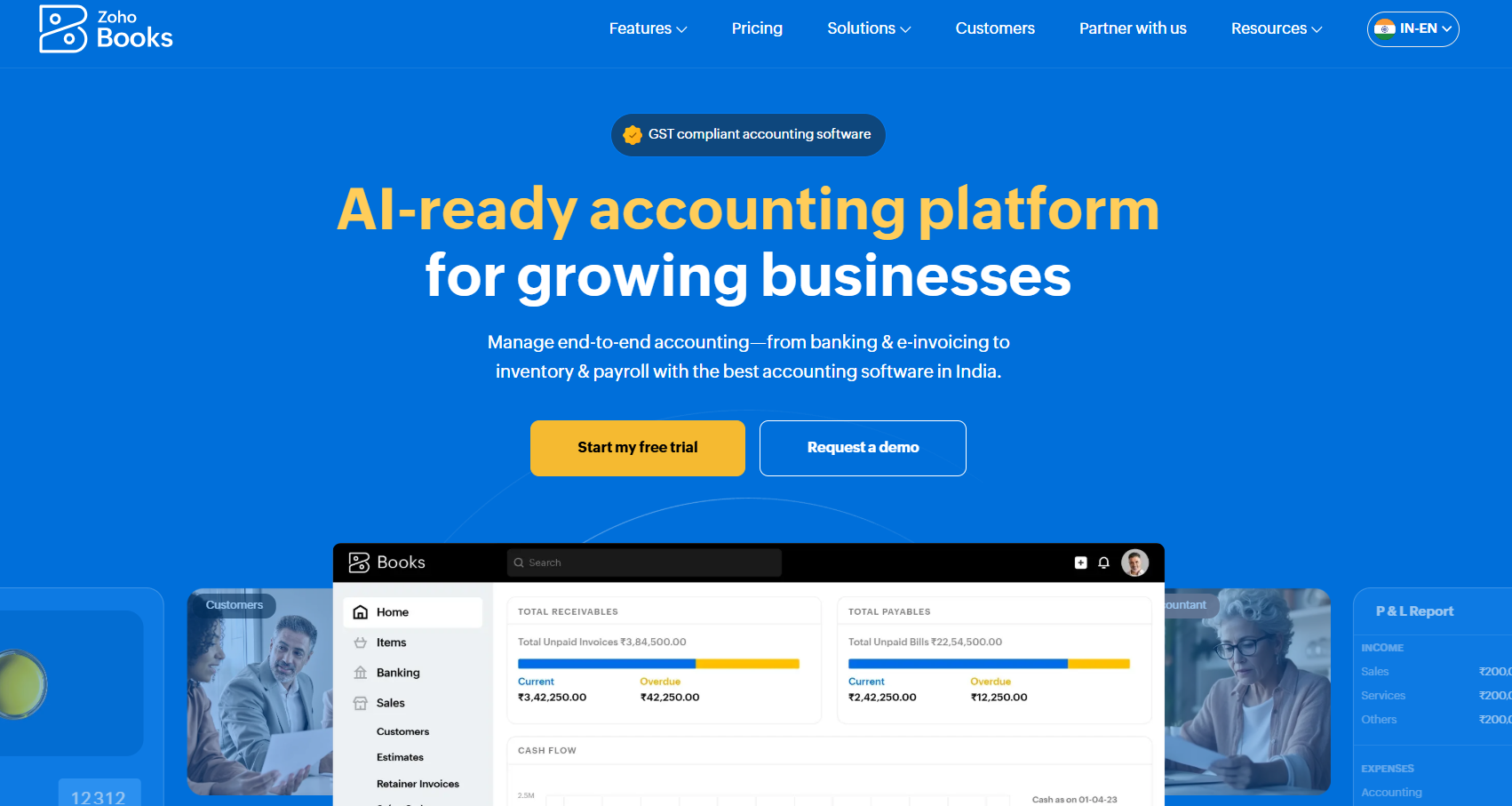 Zoho Books AI-ready accounting platform dashboard